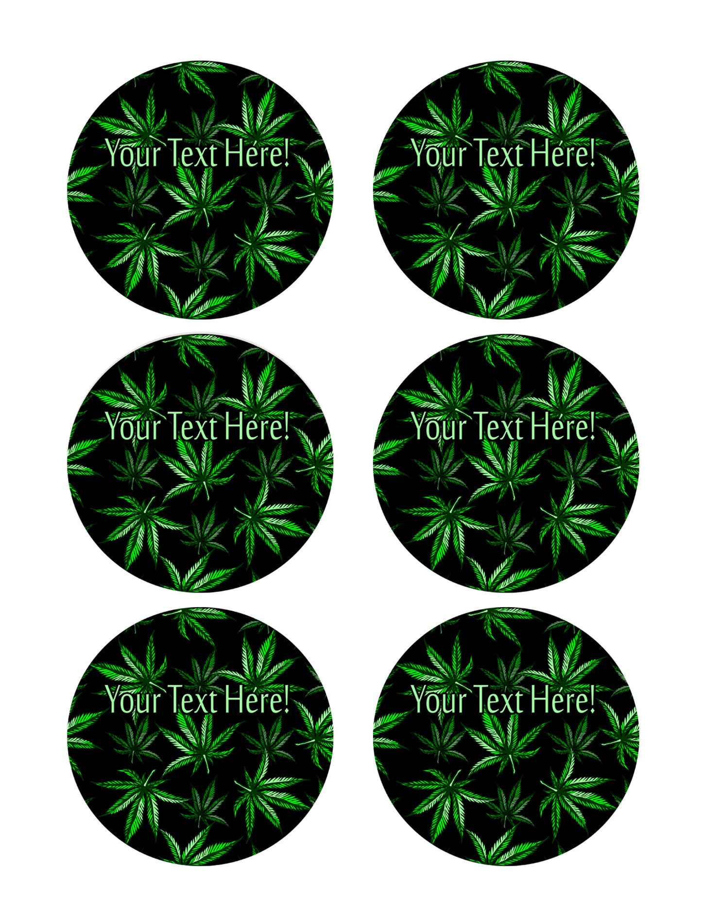 Weed Leaf - Edible Cake Topper, Cupcake Toppers, Strips