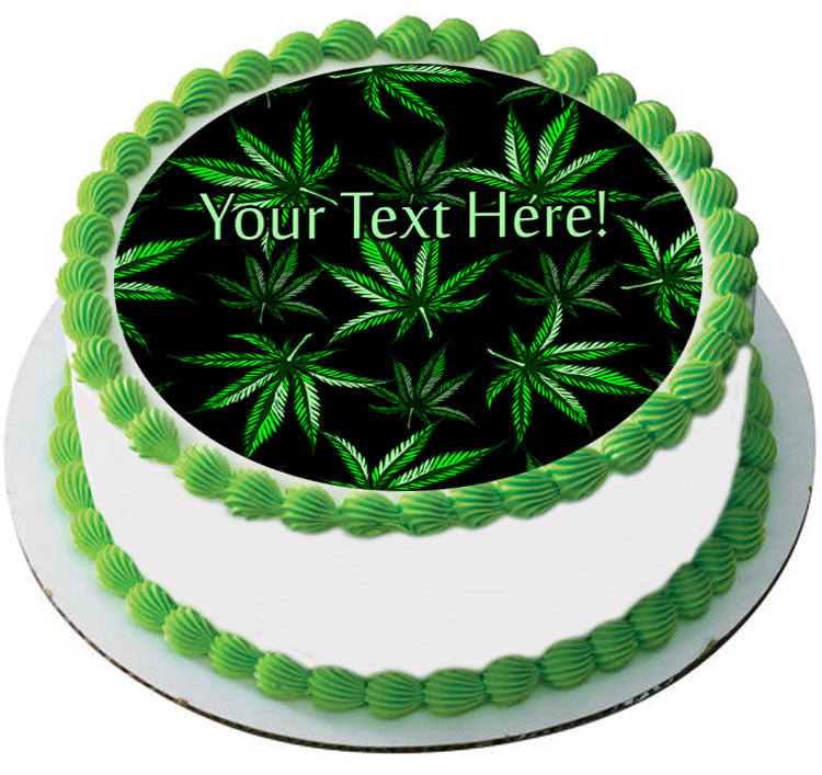 Weed Leaf - Edible Cake Topper, Cupcake Toppers, Strips