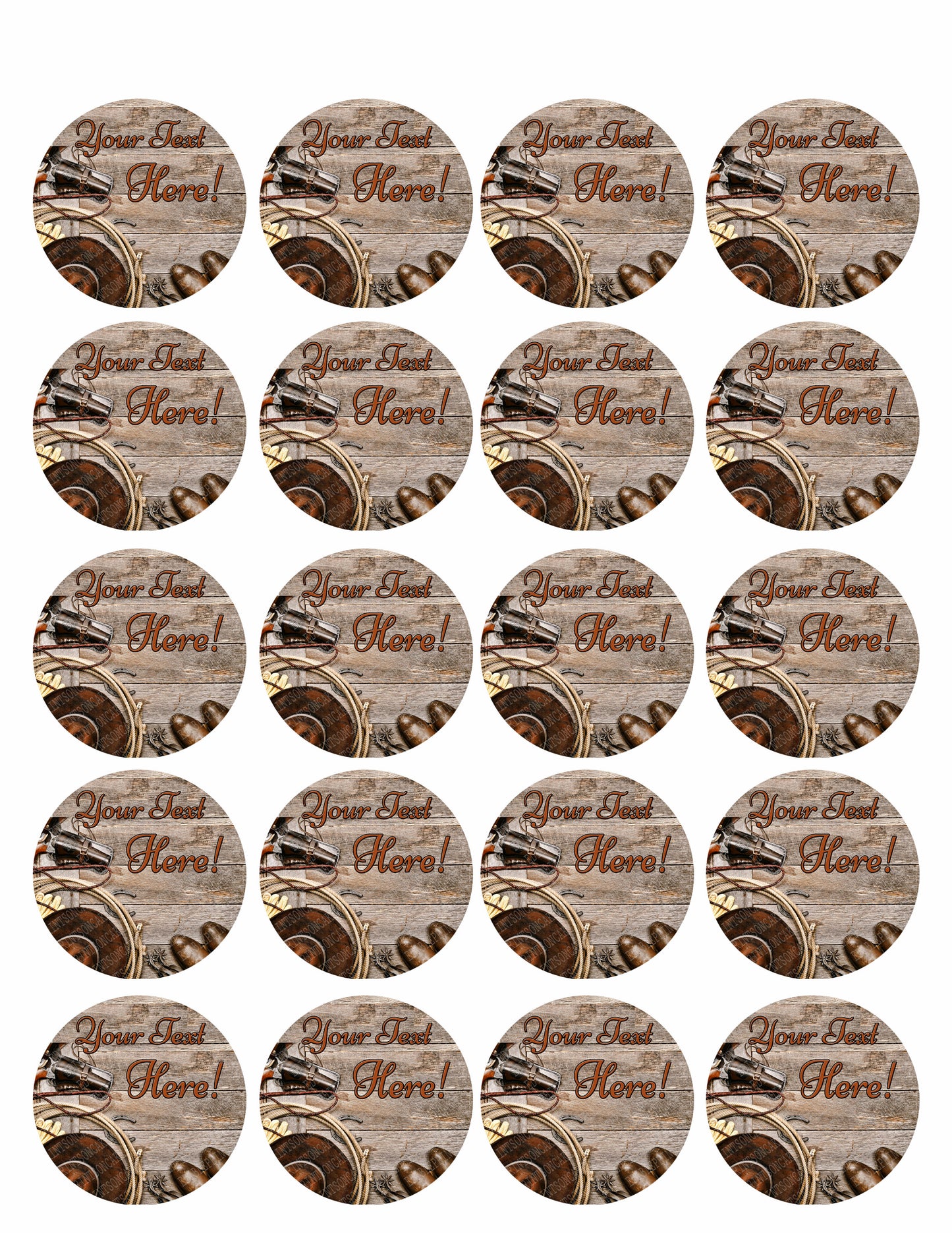 Western Cowboy Ranching Gear - Edible Cake Topper, Cupcake Toppers, Strips
