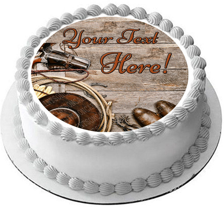 Western Cowboy Ranching Gear - Edible Cake Topper, Cupcake Toppers, Strips