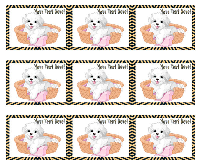 White Fluffy Dog - Edible Cake Topper, Cupcake Toppers, Strips