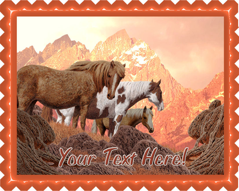 Wild Horses - Edible Cake Topper, Cupcake Toppers, Strips