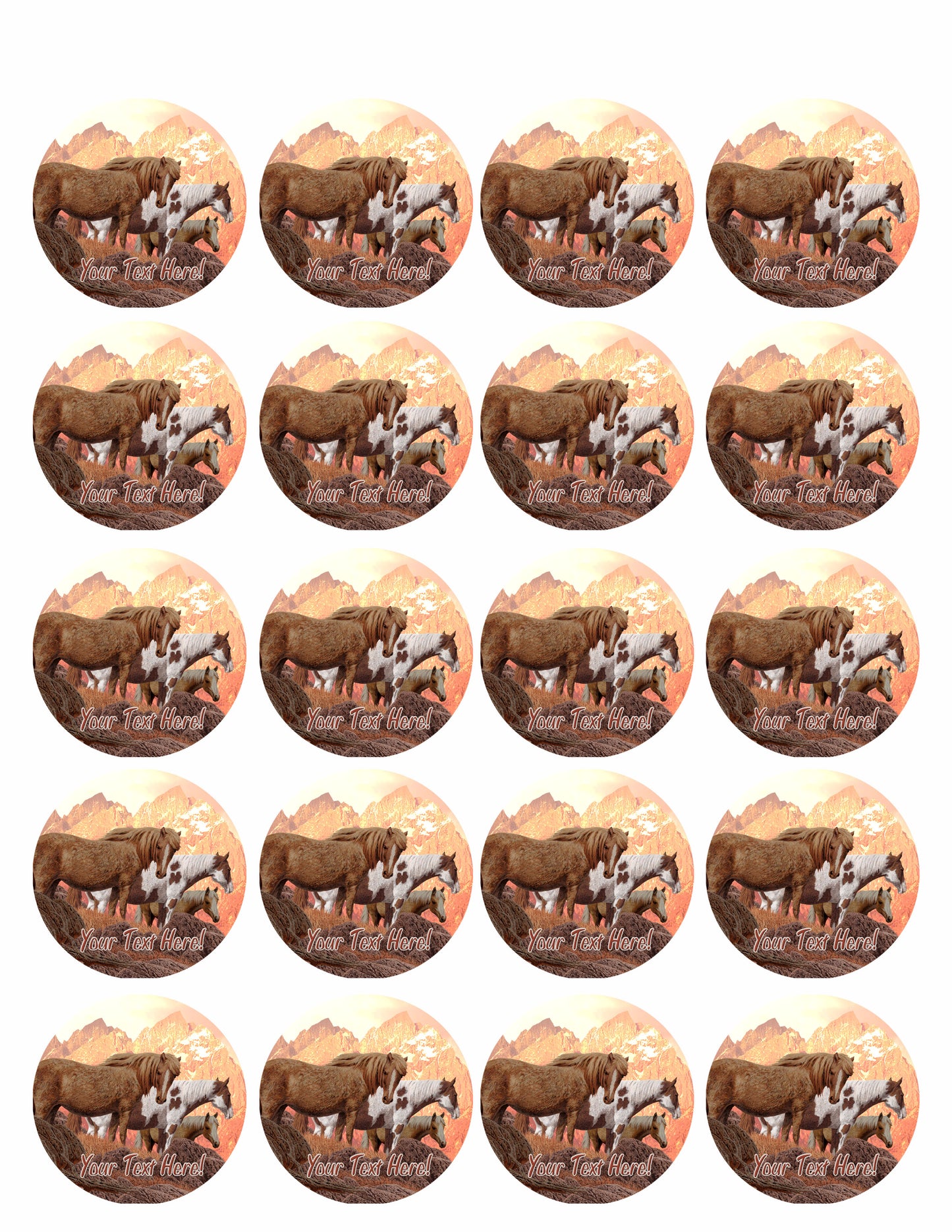 Wild Horses - Edible Cake Topper, Cupcake Toppers, Strips