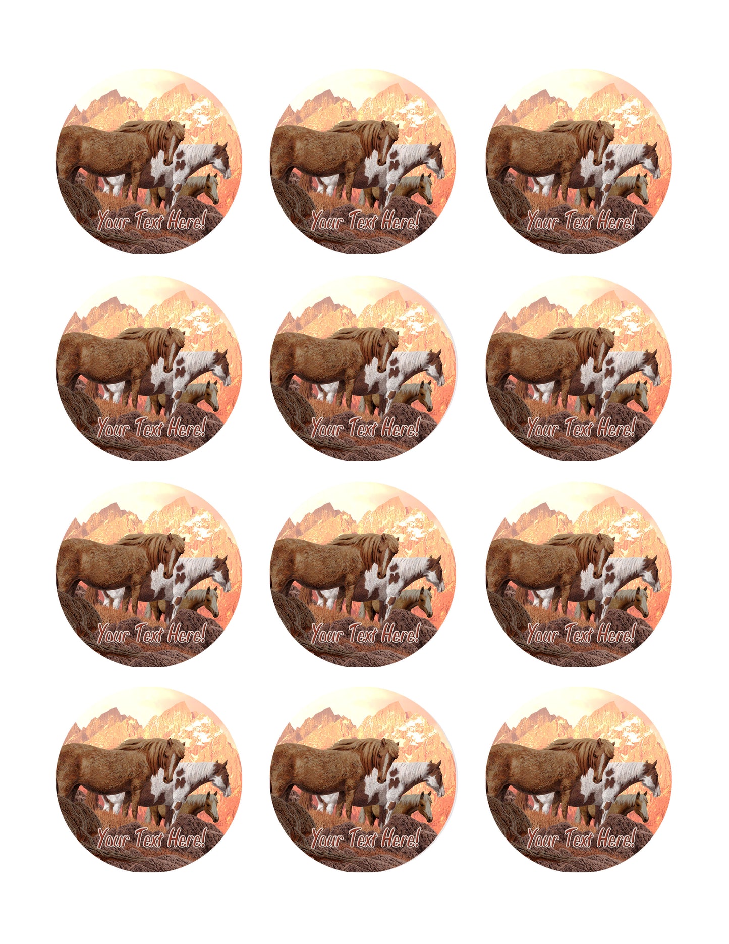 Wild Horses - Edible Cake Topper, Cupcake Toppers, Strips