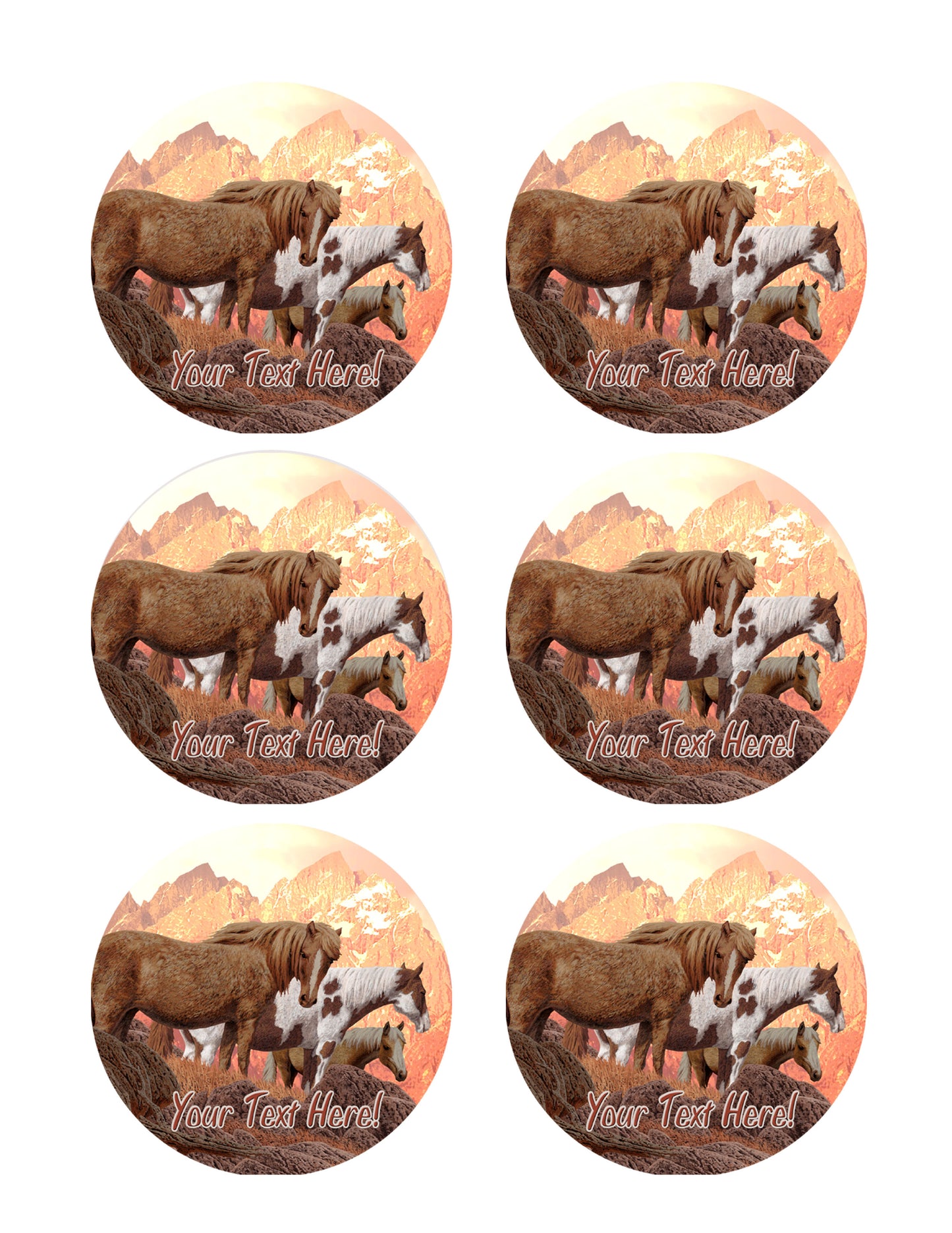 Wild Horses - Edible Cake Topper, Cupcake Toppers, Strips