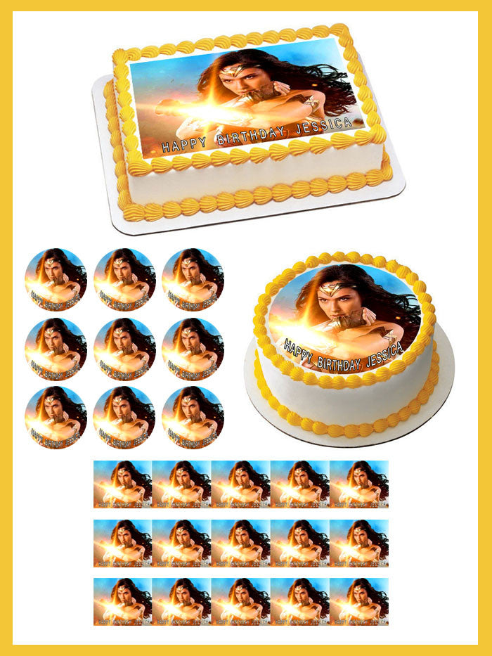 Wonder Woman (Nr2) - Edible Cake Topper OR Cupcake Topper, Decor