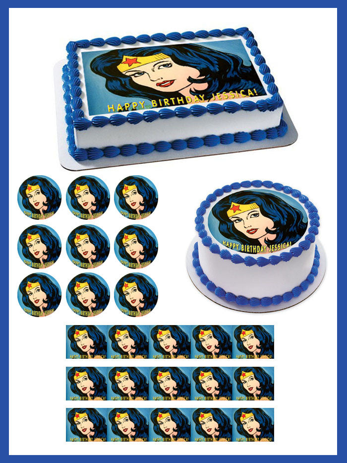 WONDER WOMAN - Edible Cake Topper OR Cupcake Topper, Decor