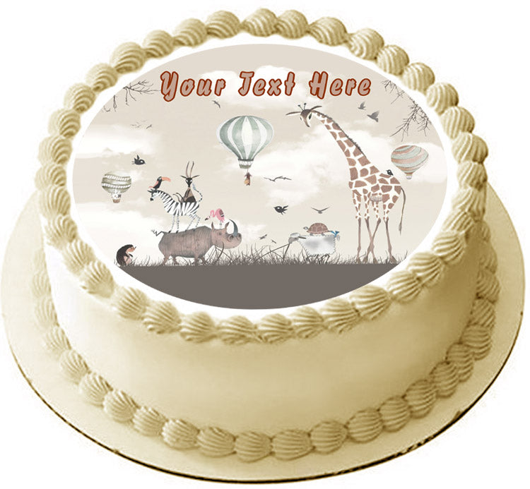 Woodland Animals with Giraffe Zebra - Edible Cake Topper, Cupcake Toppers, Strips