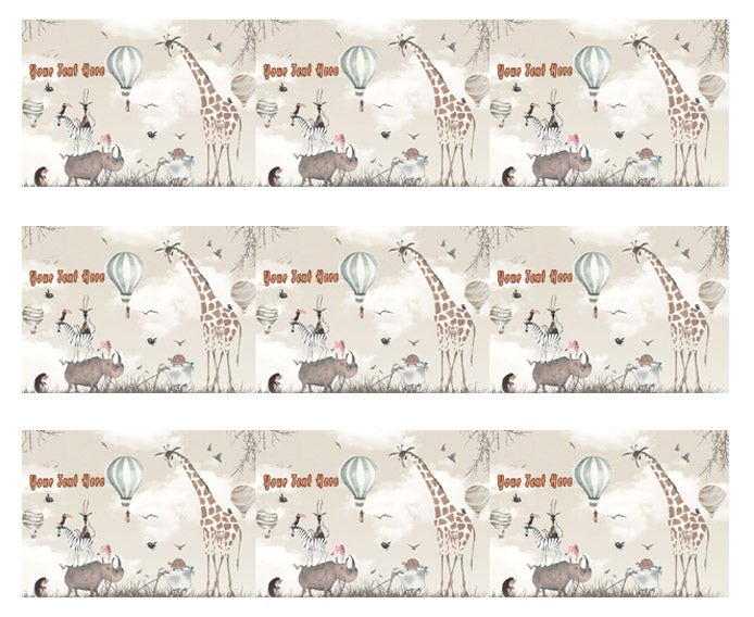 Woodland Animals with Giraffe Zebra - Edible Cake Topper, Cupcake Toppers, Strips
