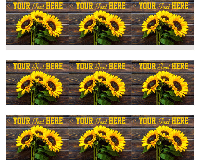 Yellow Sunflower Bouquet on Wooden Rustic - Edible Cake Topper, Cupcake Toppers, Strips