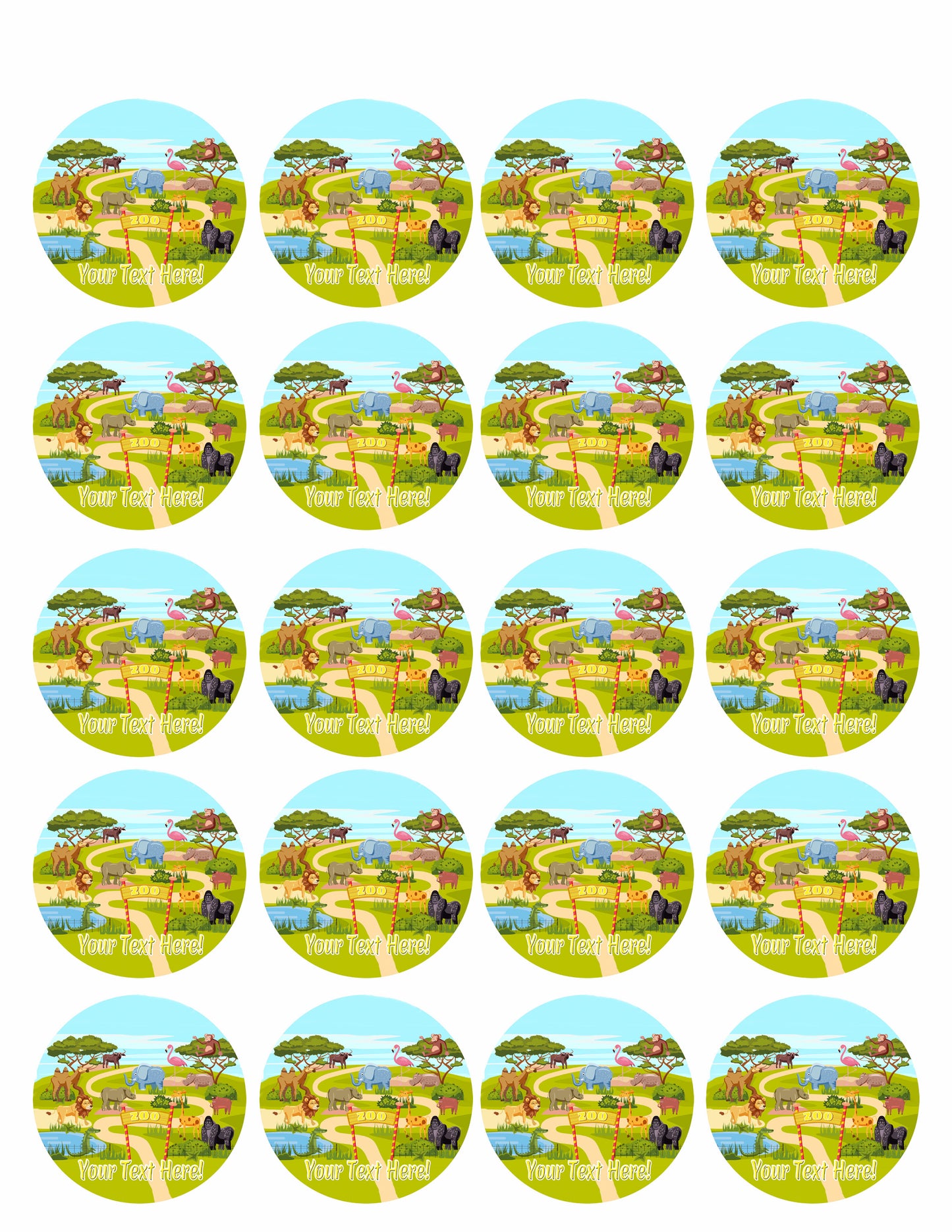 Zoo Entrance - Edible Cake Topper OR Cupcake Topper, Decor