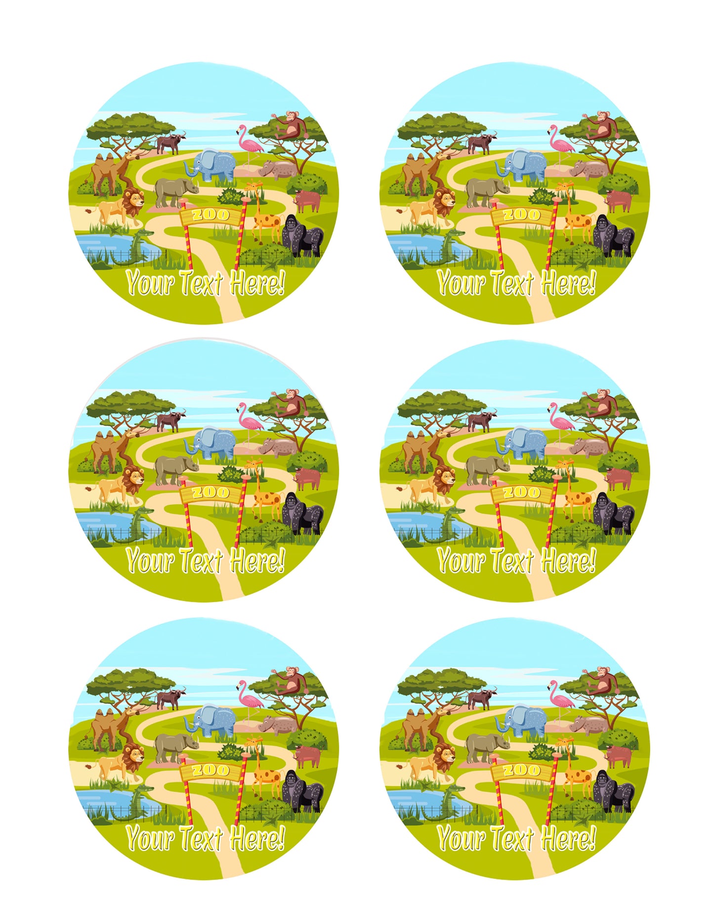Zoo Entrance - Edible Cake Topper OR Cupcake Topper, Decor