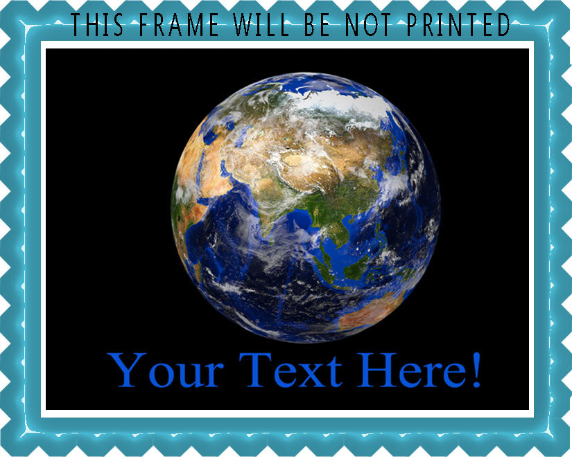 Earth Planet - Edible Cake Topper, Cupcake Toppers, Strips