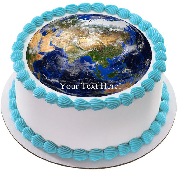 Earth Planet - Edible Cake Topper, Cupcake Toppers, Strips