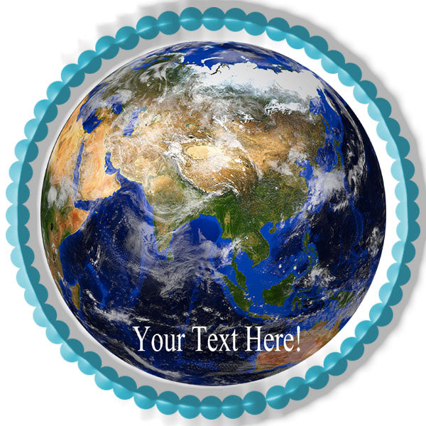 Earth Planet - Edible Cake Topper, Cupcake Toppers, Strips