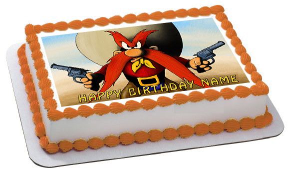 YOSEMITE SAM Edible Birthday Cake Topper OR Cupcake Topper, Decor - Edible Prints On Cake (Edible Cake &Cupcake Topper)