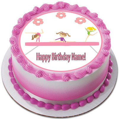 Gymnastics Tumbling Gym Girls - Edible Cake Topper OR Cupcake Topper, Decor