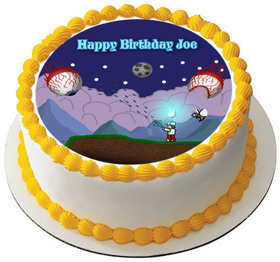 Terraria 3 Edible Birthday Cake Topper OR Cupcake Topper, Decor - Edible Prints On Cake (Edible Cake &Cupcake Topper)