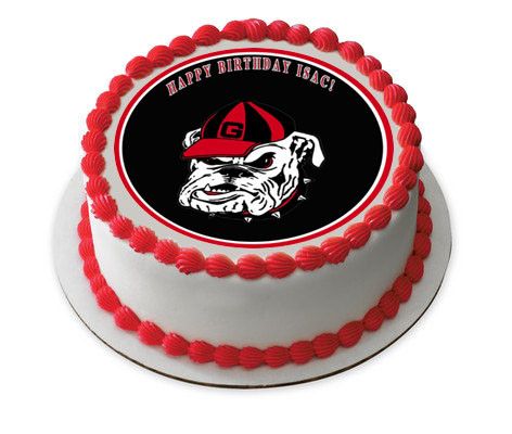Georgia Bulldogs Edible Birthday Cake Topper OR Cupcake Topper, Decor - Edible Prints On Cake (Edible Cake &Cupcake Topper)