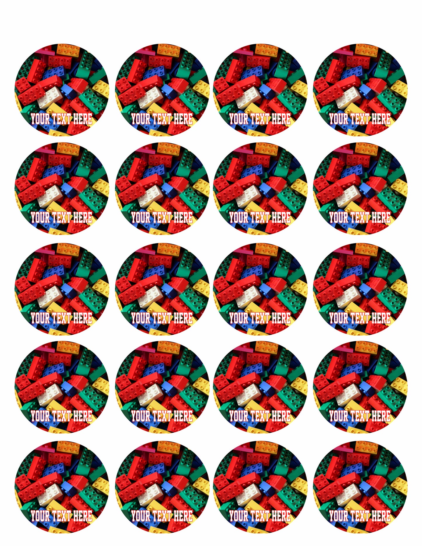 Lego bricks blocks - Edible Cake Topper, Cupcake Toppers, Strips