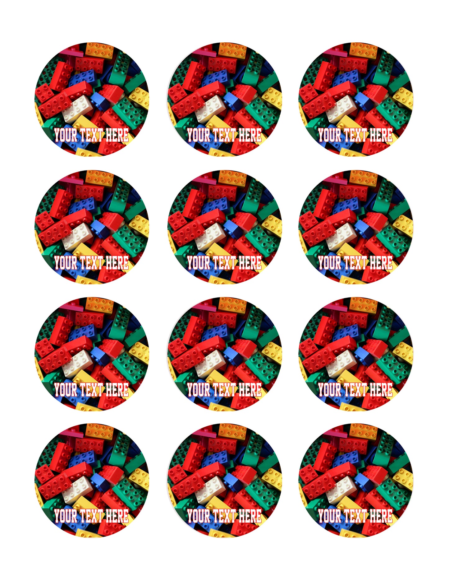 Lego bricks blocks - Edible Cake Topper, Cupcake Toppers, Strips