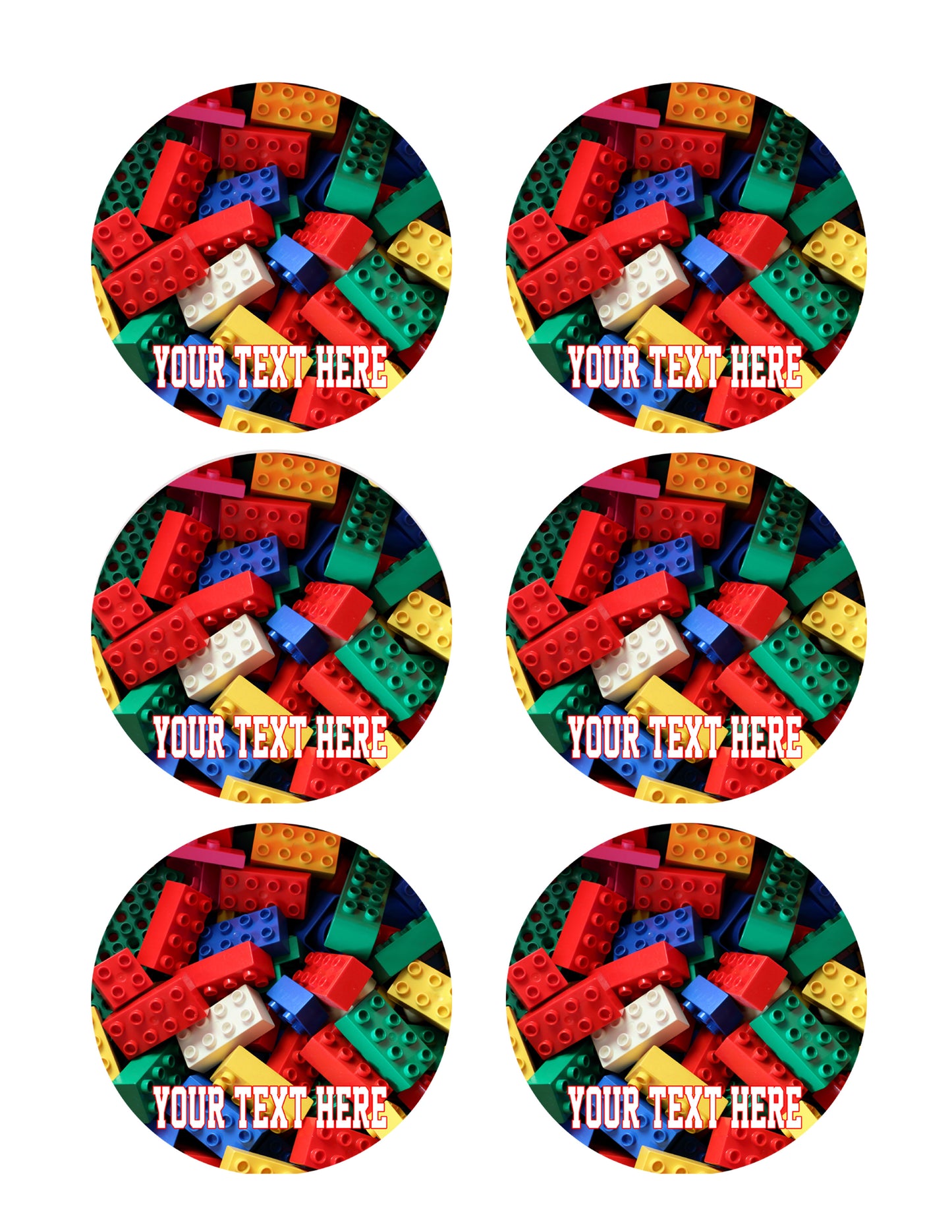 Lego bricks blocks - Edible Cake Topper, Cupcake Toppers, Strips
