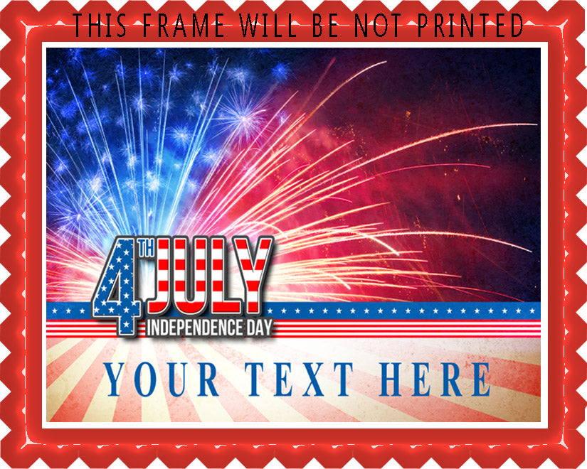 4th of July (Nr4) - Edible Cake Topper, Cupcake Toppers, Strips