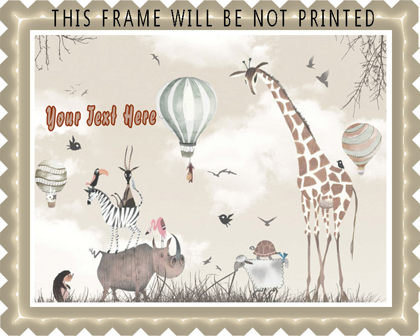 Woodland Animals with Giraffe Zebra - Edible Cake Topper, Cupcake Toppers, Strips