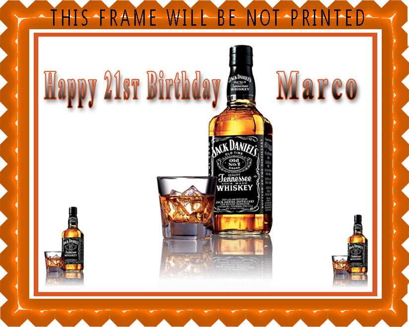 Whiskey Bottle - Edible Cake Topper OR Cupcake Topper, Decor
