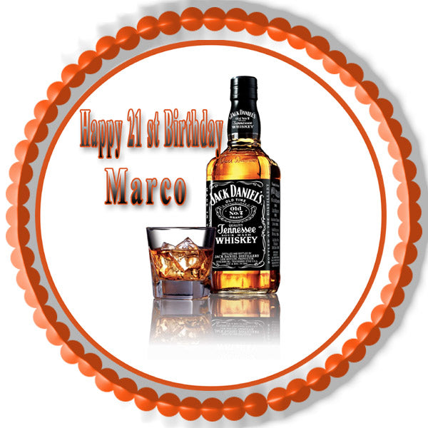 Whiskey Bottle - Edible Cake Topper OR Cupcake Topper, Decor