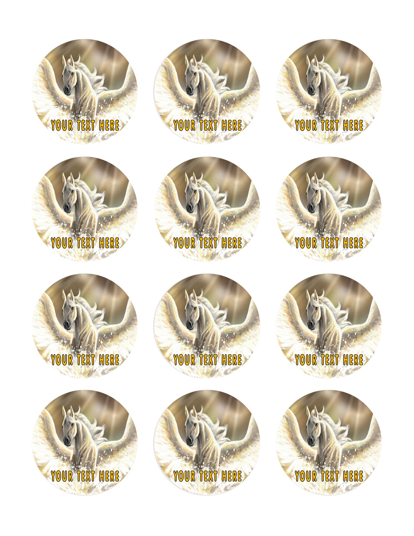 Pegasus - Edible Cake Topper, Cupcake Toppers, Strips