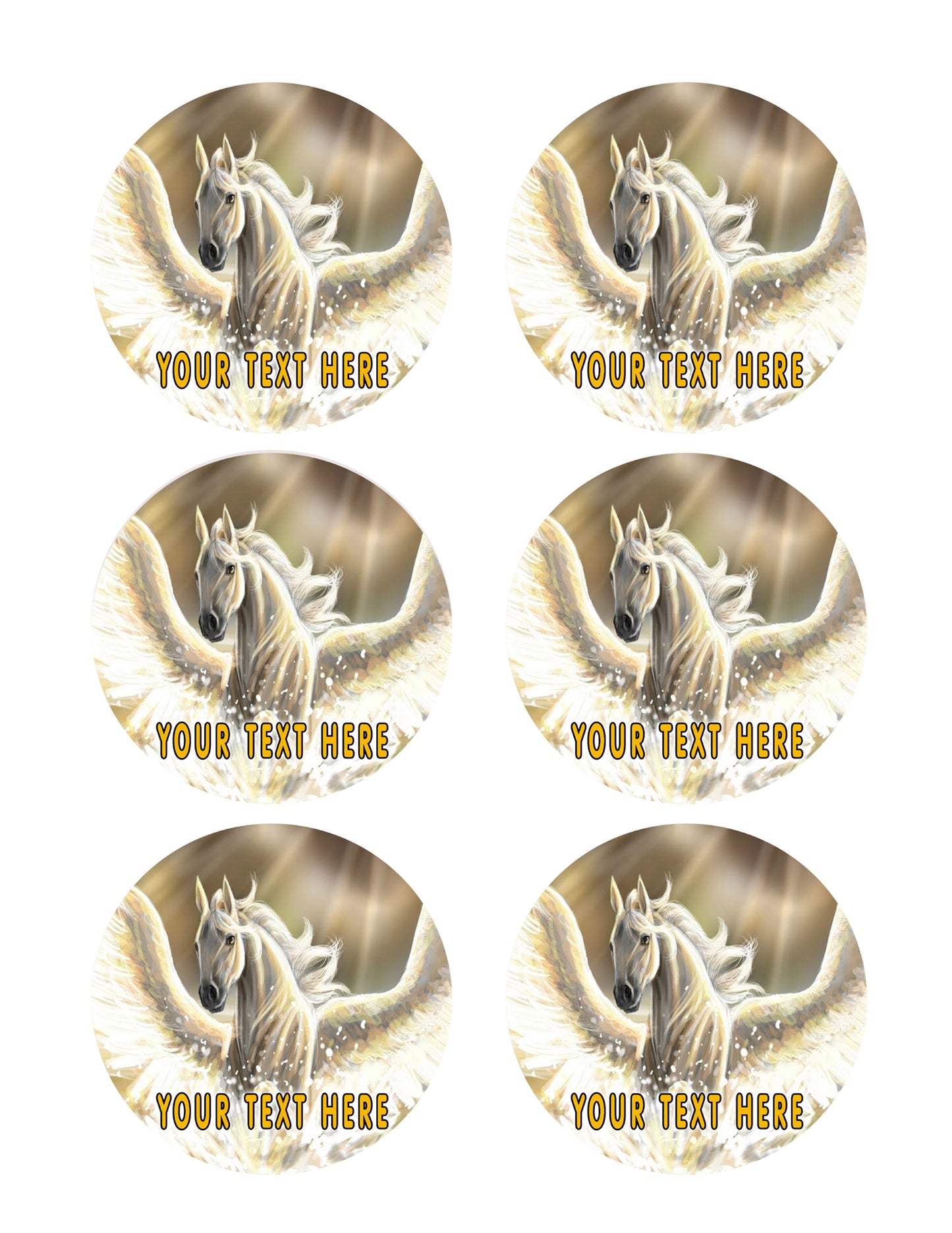 Pegasus - Edible Cake Topper, Cupcake Toppers, Strips