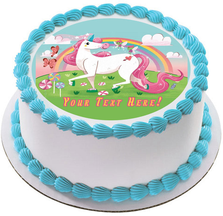 Happy Unikorn - Edible Cake Topper, Cupcake Toppers, Strips