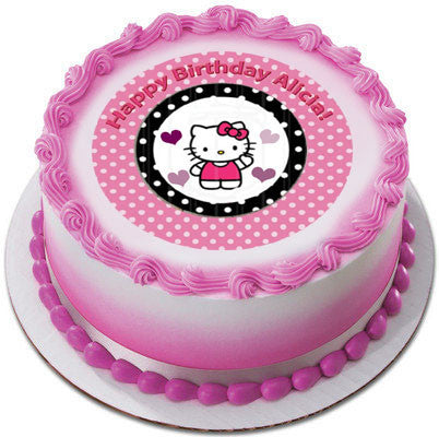 Hello Kitty and Bear Edible Birthday Cake Topper OR Cupcake Topper, Decor - Edible Prints On Cake (Edible Cake &Cupcake Topper)
