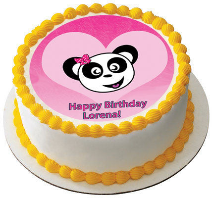 Pink Panda Edible Birthday Cake Topper OR Cupcake Topper, Decor - Edible Prints On Cake (Edible Cake &Cupcake Topper)