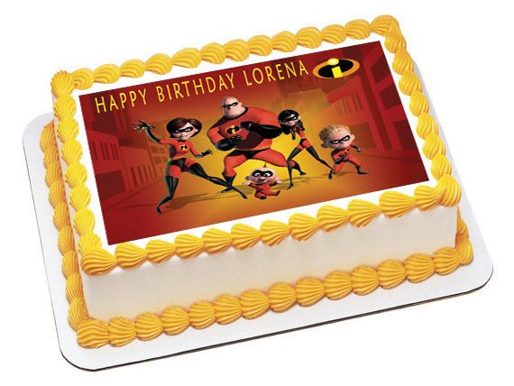 INCREDIBLES 1 Edible Birthday Cake Topper OR Cupcake Topper, Decor - Edible Prints On Cake (Edible Cake &Cupcake Topper)