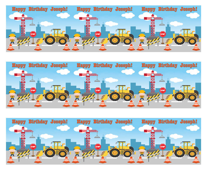 Construction - Edible Cake Topper, Cupcake Toppers, Strips