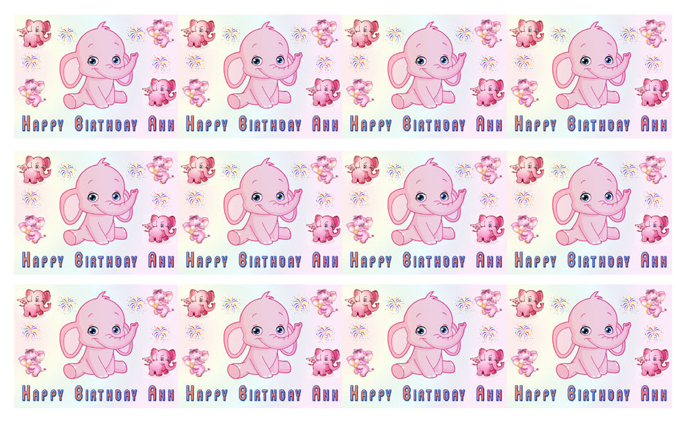 Pink Elephant - Edible Cake Topper OR Cupcake Topper, Decor