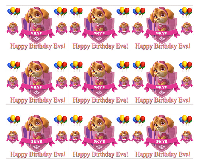 PAW PATROL SKYE (Nr1) - Edible Birthday Cake Topper OR Cupcake Topper, Decor