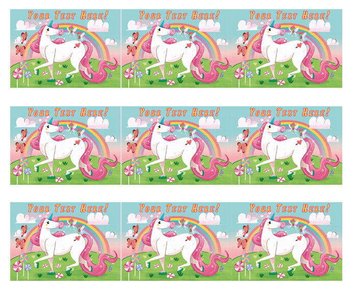 Happy Unikorn - Edible Cake Topper, Cupcake Toppers, Strips