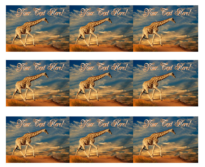 Giraffe on Sand Dune - Edible Cake Topper, Cupcake Toppers, Strips