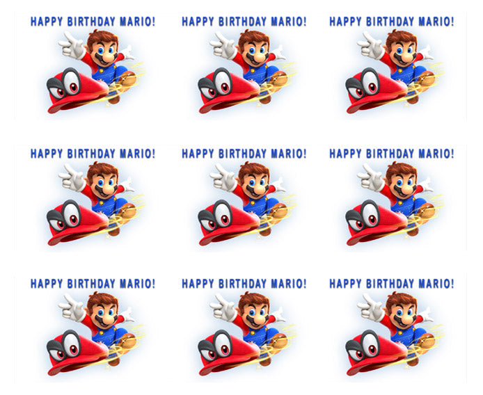 Mario - Edible Cake Topper or Cupcake Toppers, Strips