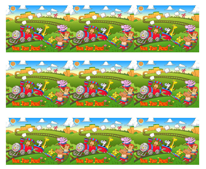 Cute animals train - Edible Cake Topper, Cupcake Toppers, Strips