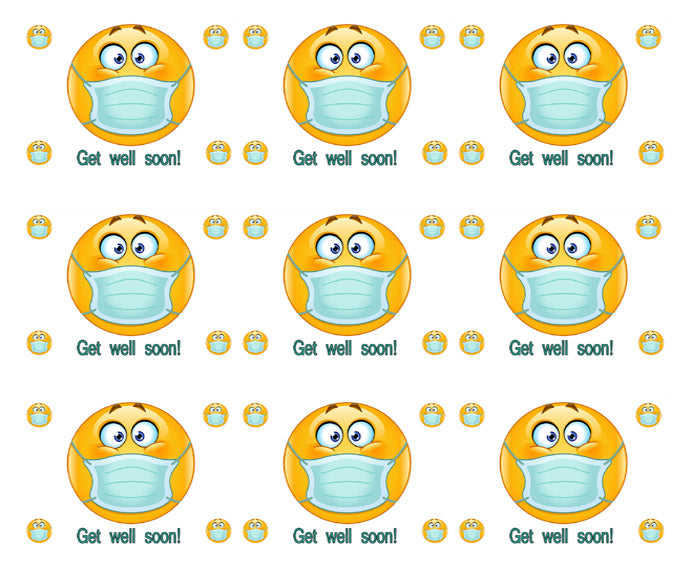 Emoji with Mask - Edible Cake Topper, Cupcake Toppers, Strips