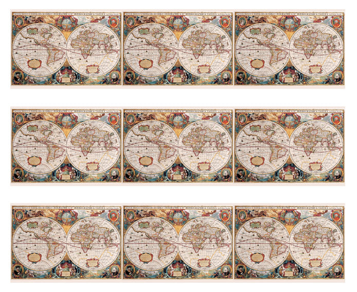 Antique Map Henricus Hondius, 1630 - Edible Cake Topper, Cupcake Toppers, Strips