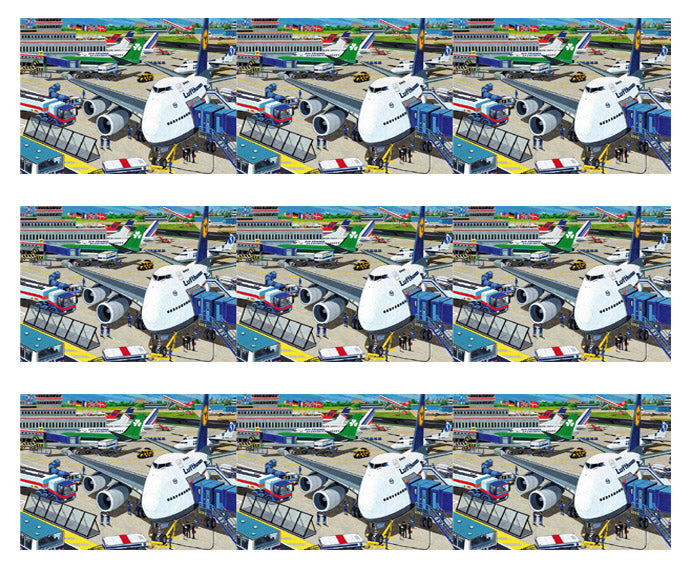 Airport With Planes - Edible Cake Topper, Cupcake Toppers, Strips