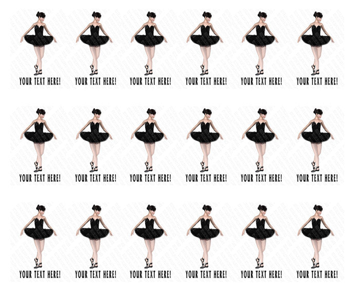 Ballerina in Black Swan - Edible Cake Topper, Cupcake Toppers, Strips