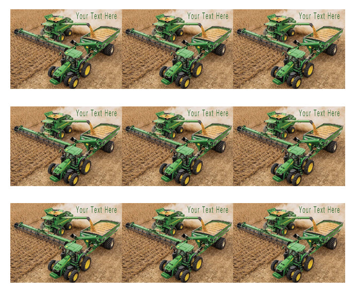 John Deere combine and tractor - Edible Cake Topper, Cupcake Toppers, Strips