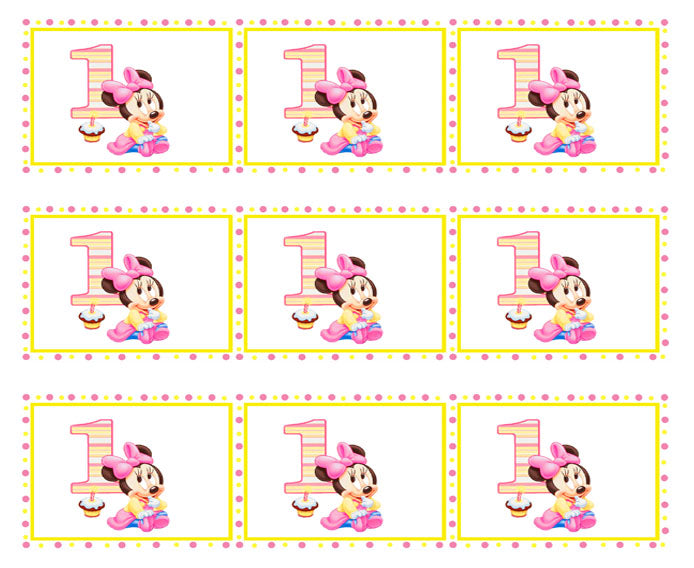 BABY MINNIE MOUSE 1st Birthday - Edible Cake Topper, Cupcake Toppers, Strips