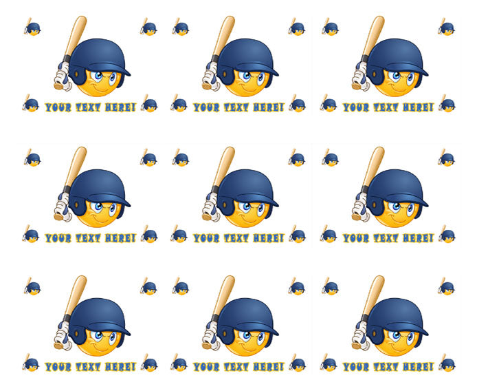 Baseball batter or hitter player emoticon - Edible Cake Topper, Cupcake Toppers, Strips